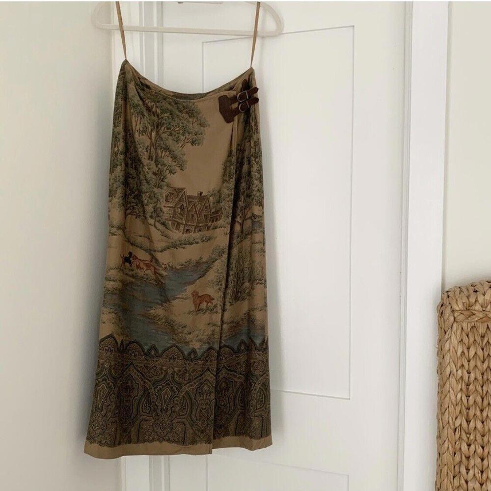 Vintage Womens Polo Ralph Lauren Skirt Western Dog Country Style - Size 12 - Picture 2 of 16